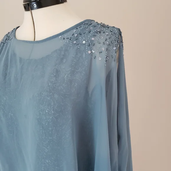 Camille LA VIE Formal Evening Gown 2 Piece Light Blue Sequin - Picture 6 of 16